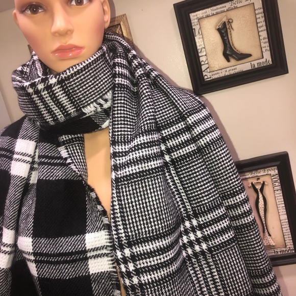 Charlotte Daniel NWOT! Plaid  Fringe Scarf - Picture 4 of 8